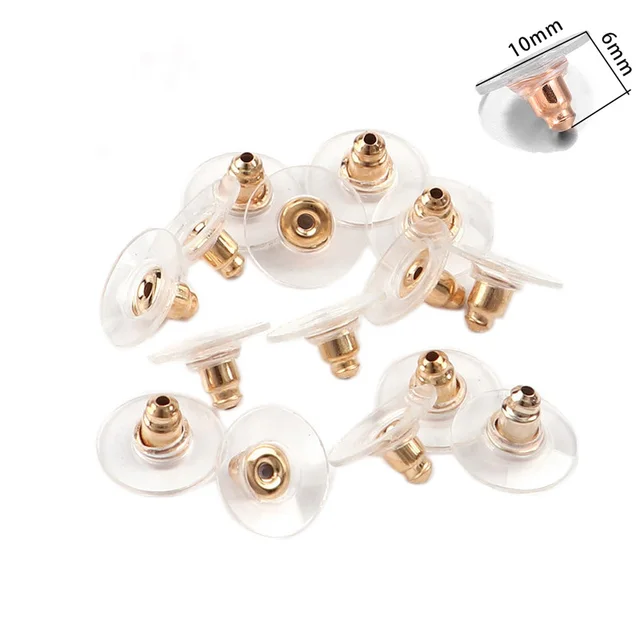 100-200pcs/lot Rubber Earring Back Silicone Round Ear Plug  Earrings Back Stopper For DIY Parts Jewelry Findings Making Tools Style1 KC Gold