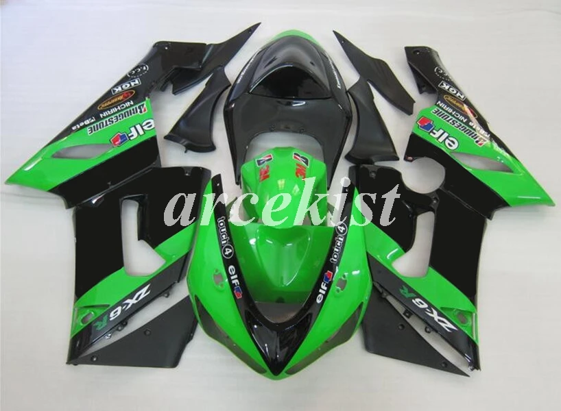 4 подарки ABS мотоцикл Полный обтекатели комплект подходит для Kawasaki Ninja ZX-6R 2005 2006 05 06 ZX6R 636 Комплект кузова белый зеленый - Цвет: green
