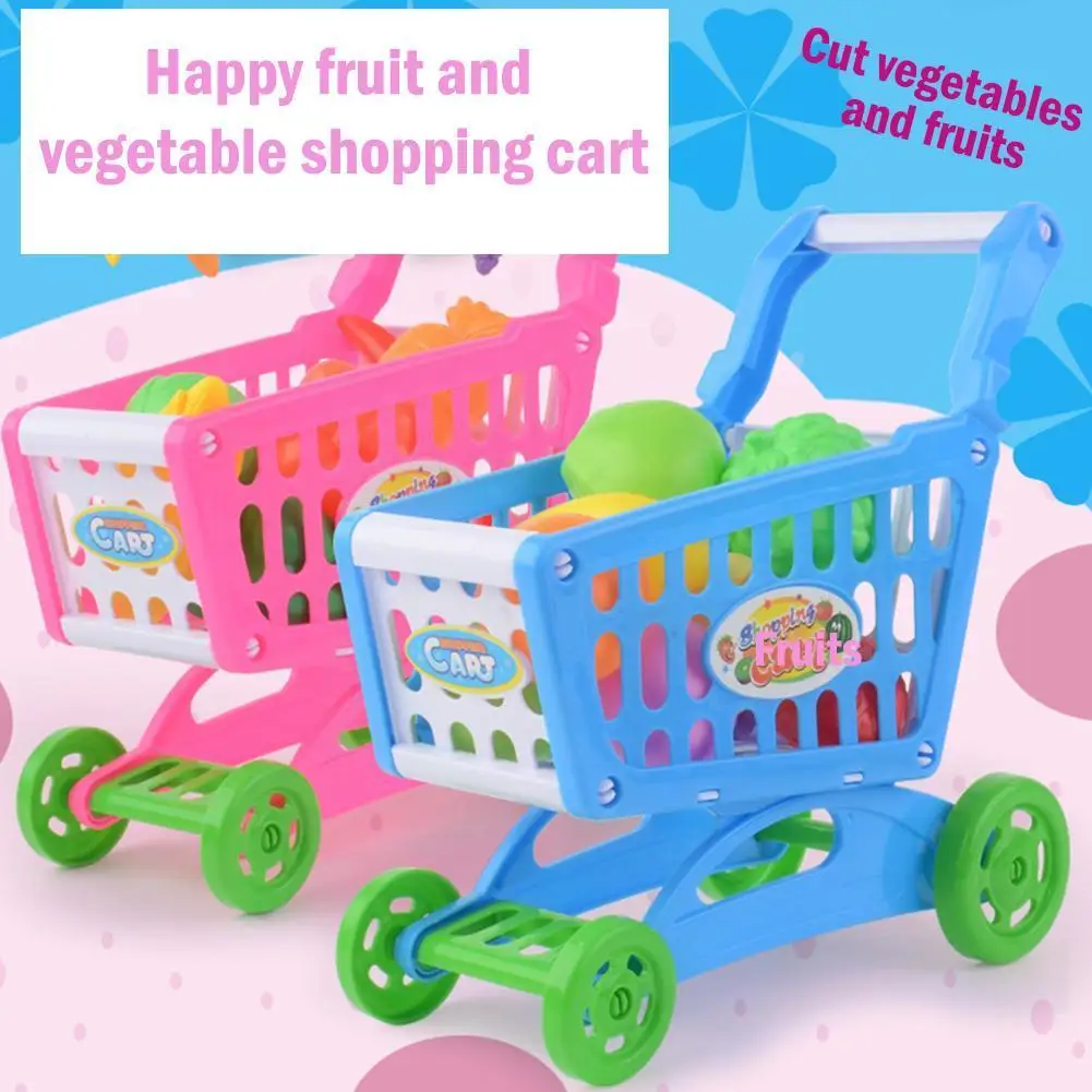 Unitedheart Simulate Supermarket Shopping Cart Pretend Play Toys Children Mini Plastic Trolley Play Toy Gift for Children 