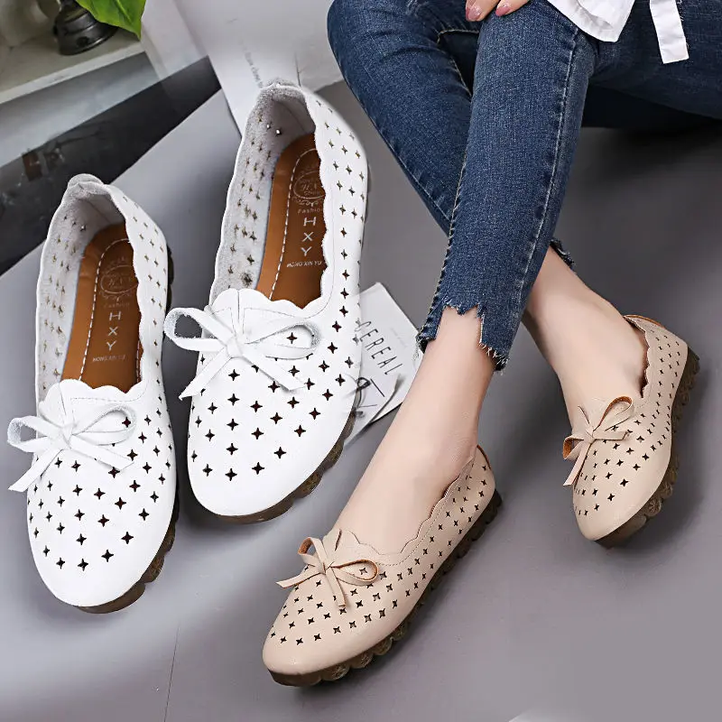 

Moccosins Women's Summer Hollow out Breathable Soft Bottom New Style Versatile Casual Shoes Nurse Shoes Flat WOMEN'S Shoes Singl
