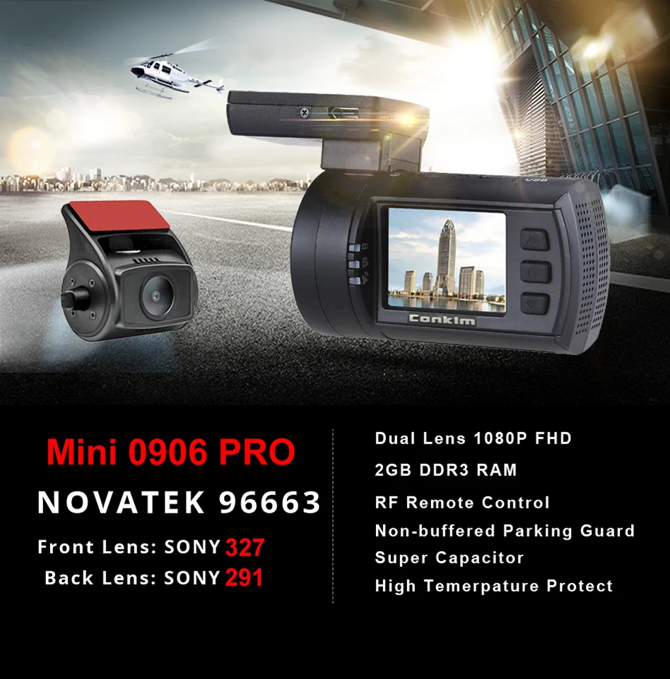 Видеорегистратор Conkim Novatek 96663 2 камеры 1080P Full HD GPS|cam gps|dash camdual lens |