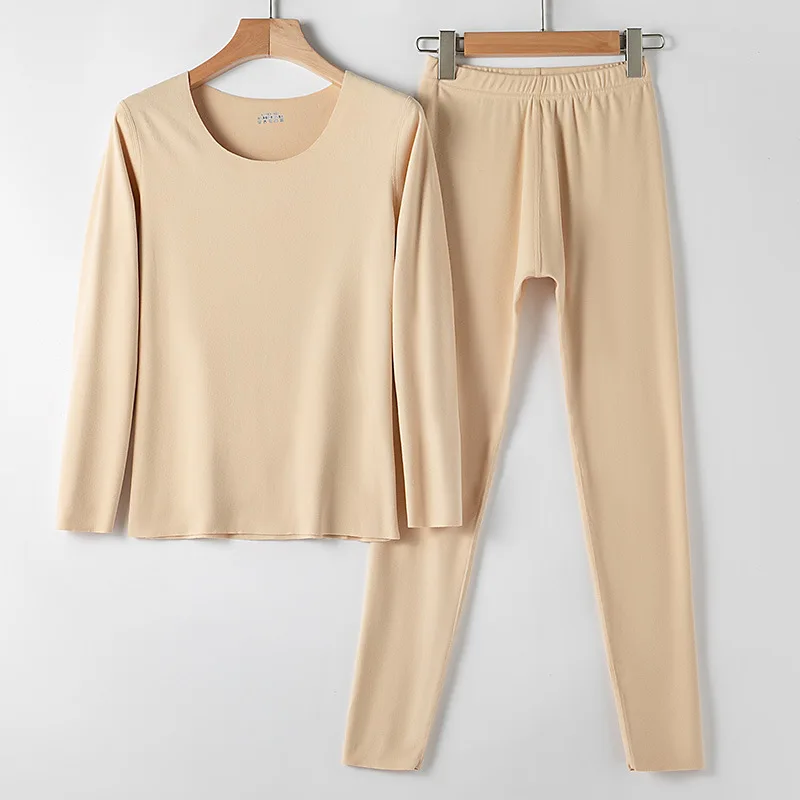 Thin Velvet Winter Thermal Underwear Women Long Johns Set Seamless Warm Female Second Skin O-Neck Bodycon Thermal Clothing