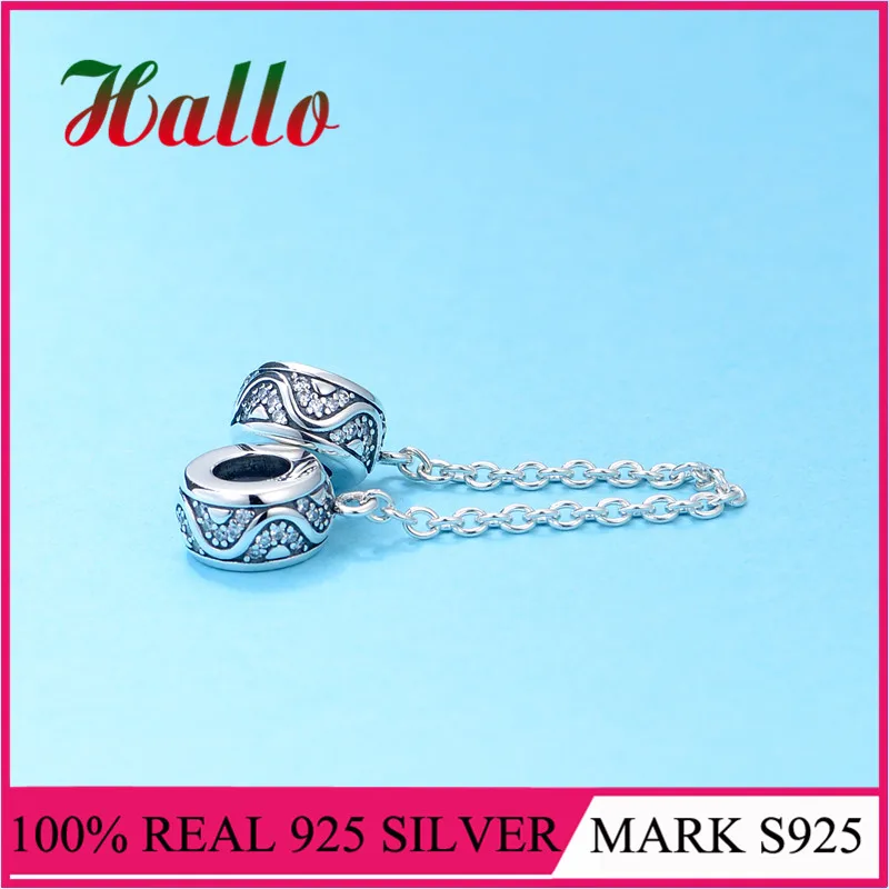 Safty Chain Charms encantos de plata 925 подходит для шармов Серебро 925 оригинальные браслеты бусины для изготовления ювелирных изделий