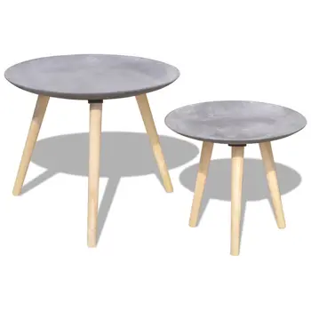 

vidaXL Two Piece Side Table/Coffee Table Set 55 cm&44 cm Concrete Grey