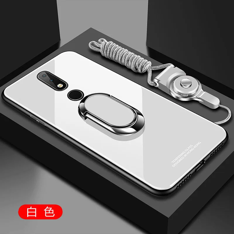 white Магнитный чехол-подставка с кольцом для Nokia 9X6X7 3,1 Plus 7,1 8,1 7 Plus 8 Sirocco чехол из твердого закаленного стекла защитный чехол-накладка - Цвет: white