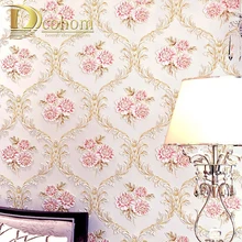 Настенный фон Декор цветочные рельефные текстурированные обои Европейский деревенский пасторальный цветок обои бежевый белый