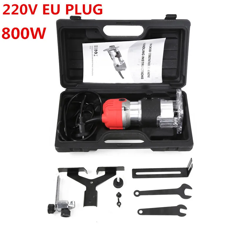 220V EU With Case 800 Вт 30000 об/мин деревообрабатывающий электрический триммер фрезерование древесины гравировальный долбежный обрезной станок ручная машинка для резки дерева маршрутизатор - Цвет: 220V EU With Case