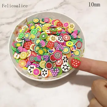 

500g 10mm Fimo Slices Slide Charms for Slime Supplies Kit Fluffy Slime Fruit mixed Polymer Clear Putty Clay Nail Art