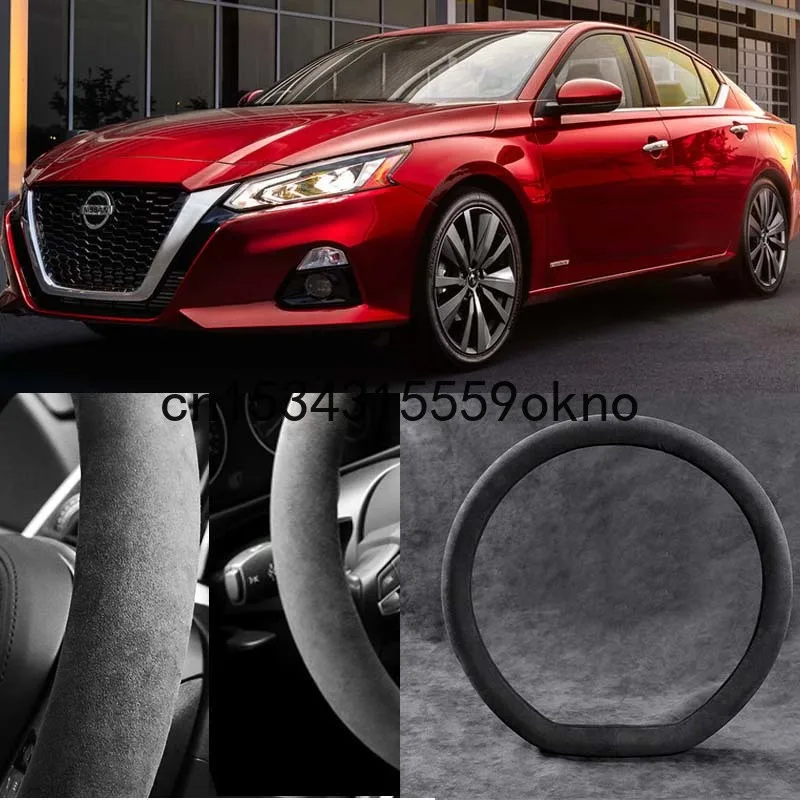 For Nissan Altima Black Alcantara Suede Car Steering Wheel Cover Car