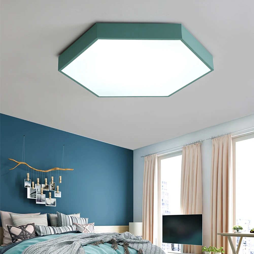 Ultrathin Kitchen Decoration Iron European Style Surface Mounted Indoor Home Study Porch Led Ceiling Light Hexagon Bedroom