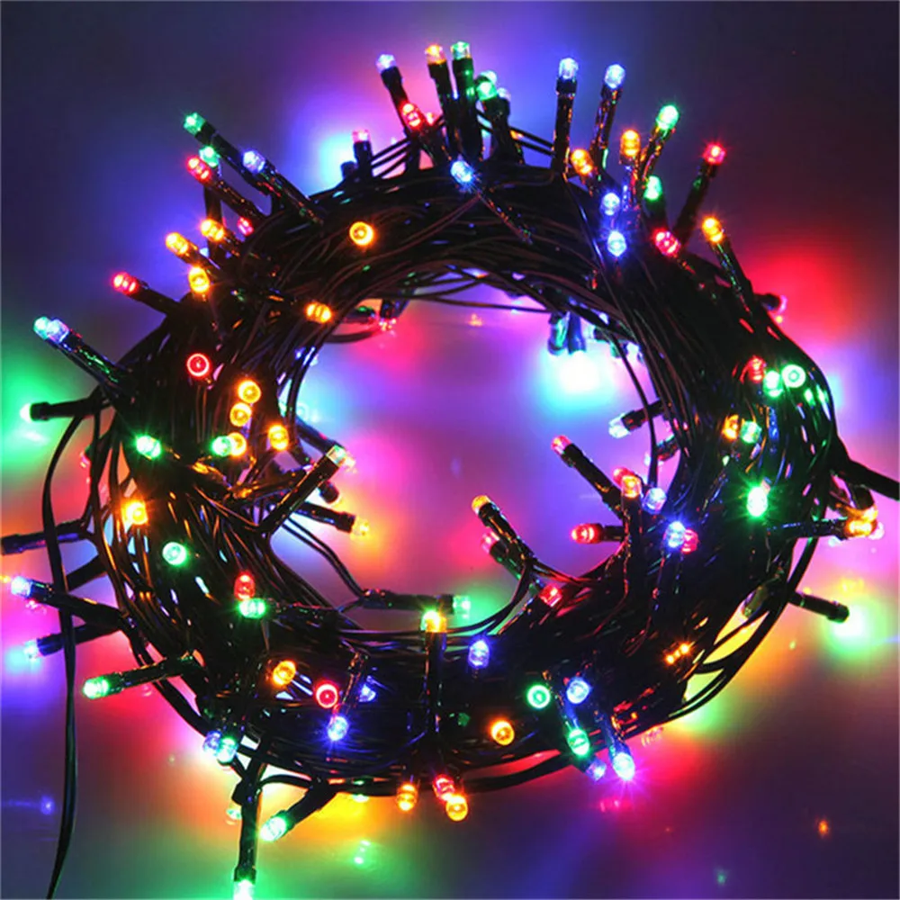 10M 100 Leds Black Wire Holiday Fairy String Light 8 Modes Outdoor Wedding Party Christmas Tree Garland Colorful Decoration | Лампы и