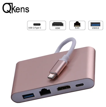 

Type C to HDMI 4K+ Ethernet Adapter Network Card RJ45 Lan + USB 3.0 USB-C Video Adapter Cable Converter for Macbook Air Pro HDTV