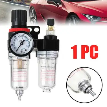 

Air Compressor Filter 40 Micron Water Separator Trap Tools Kit With Regulator Gauge Light Weight Filter Particles