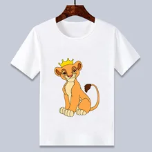 18 стильных футболок с принтом льва и Симбы для мальчиков, летняя белая футболка детская одежда на возраст 4, 6, 8, 10, 12 лет