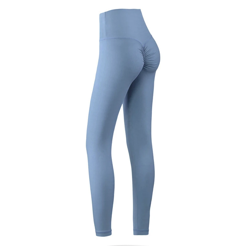 Grey Blue Цветные эластичные спортивные Леггинсы для женщин эластичные с высокой талией для фитнеса и тренировок Азиатский размер - Цвет: Grey Blue