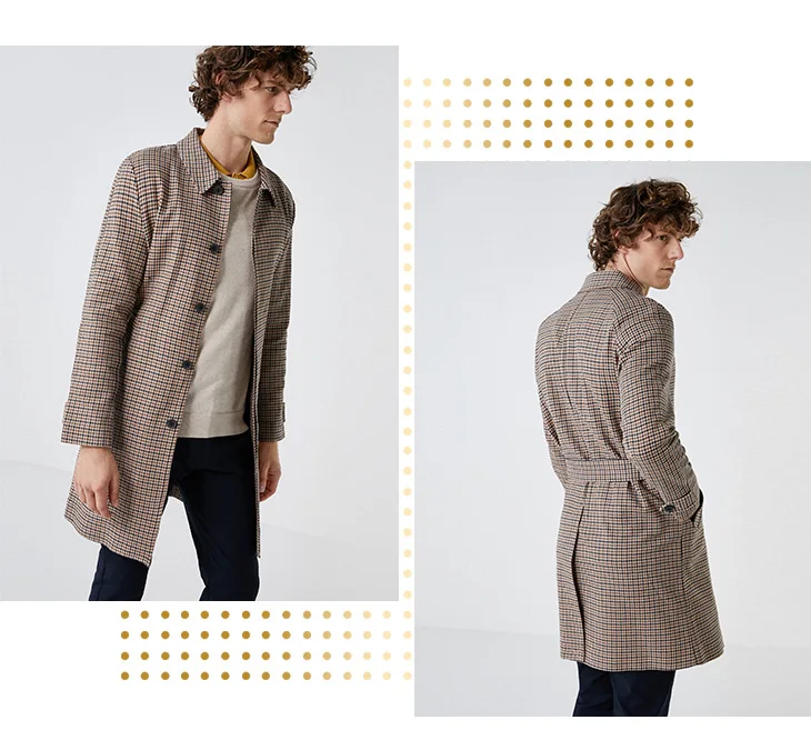 Избранное шерстяное пальто с узором «гусиная лапка», Мужская осенняя и зимняя ветровка, шерстяное пальто S | 419327511