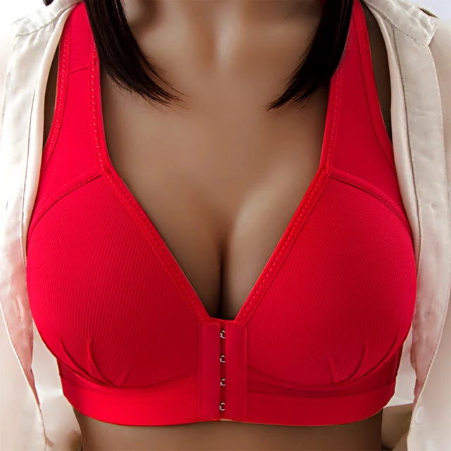 Womens Lace Bra Underwear Female Bra Thin Cup Bra Push Up Underwear Plus  Size Solid Sexy Lace Bra Tan Bra (Red, 100C/D)