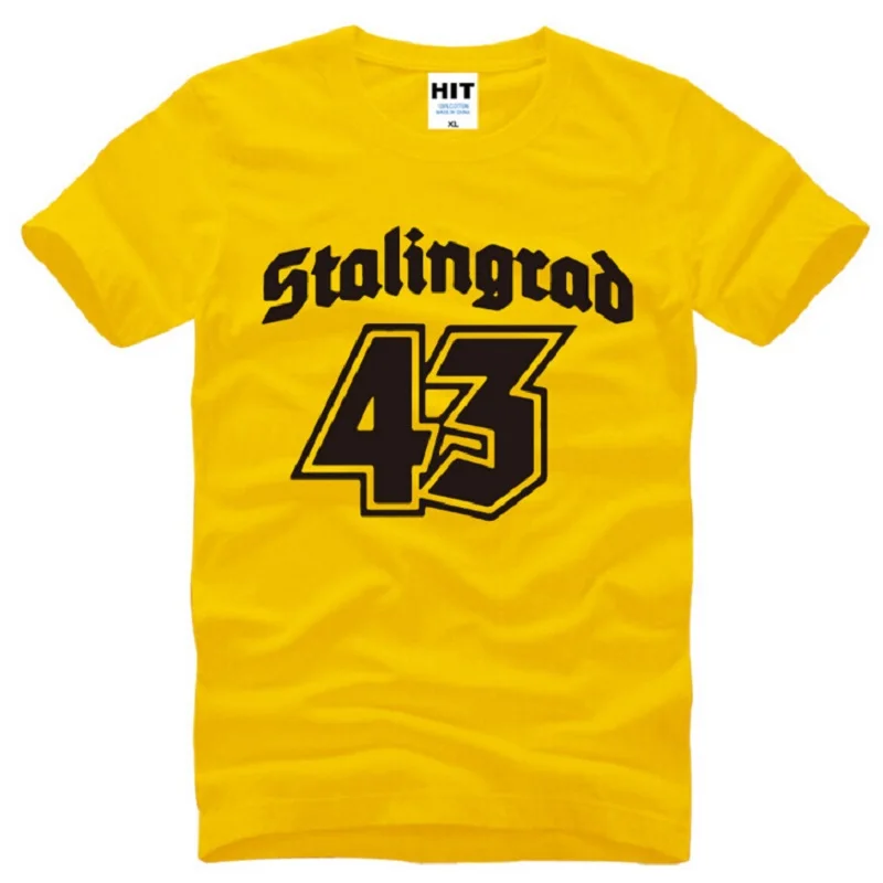 yellow t shirt 3 Дизайнер Stalingrad 1943 T рубашки мужские хлопковые с коротким рукавом Второй мировой войны мемори мужские футболки модные памятные топы футболки - Цвет: yellow t shirt 3