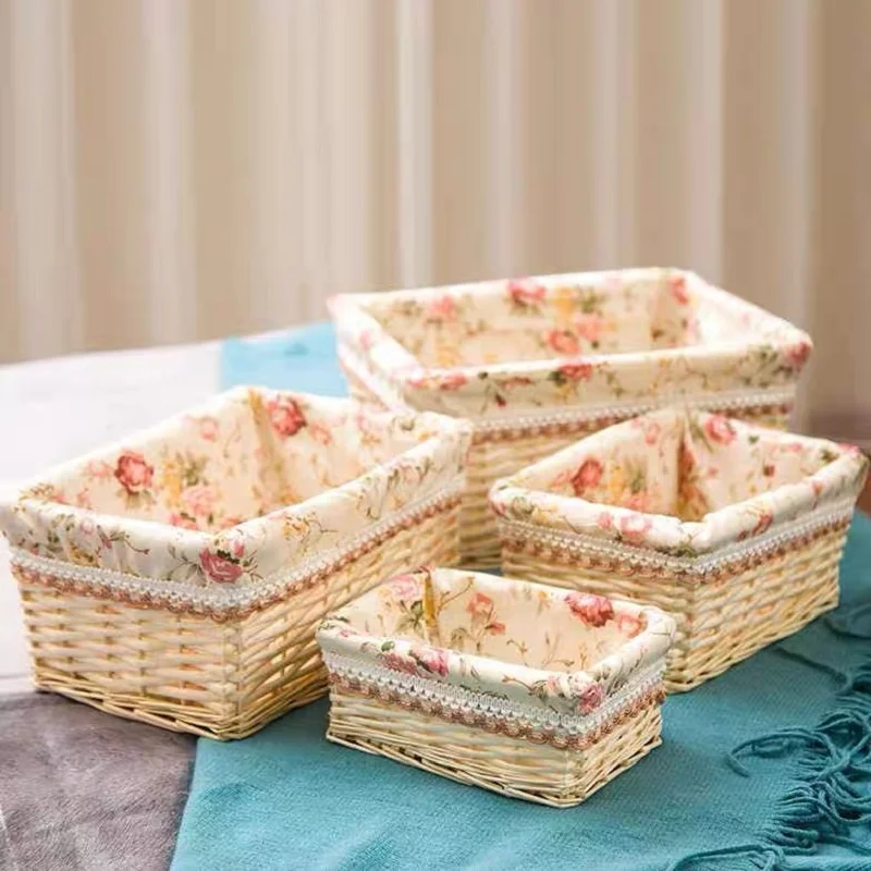 Плетеные корзины для хранения из ротанга, ивовые сладкие розы, белые плетеные корзины для хранения, декоративные плетеные корзины для дома, опрятные