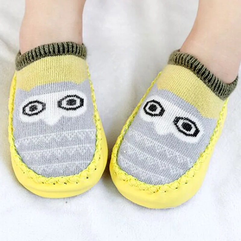Owl Yellow Первые ходунки для маленьких мальчиков и девочек; обувь для новорожденных; нескользящие кроссовки с рисунками животных для малышей; нескользящая обувь для детей от 0 до 24 месяцев - Цвет: Owl Yellow