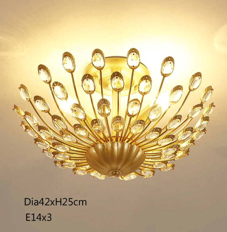 Современный золотой хрустальный канделябр освещение для гостиной спальни кухни роскошная люстра для потолка люстры, остветительные приборы - Цвет абажура: Dia42xH25cm