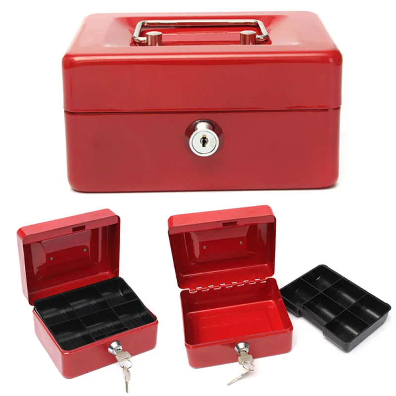 1x Petty Cash Money Tin Box Safe Heavy Duty Metal Lockable Storage Security Case 