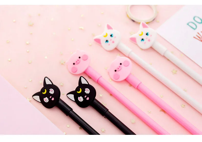Kpop мультфильм милый kawaii животное кошка гелевая ручка Девушка письма ручка для подписи для студента офисные канцелярские принадлежности Школьные принадлежности детский подарок приз