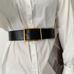 2021 cinto feminino de cintura larga imitação de couro, vestido decorativo simples com fivela e alça de cintura preta