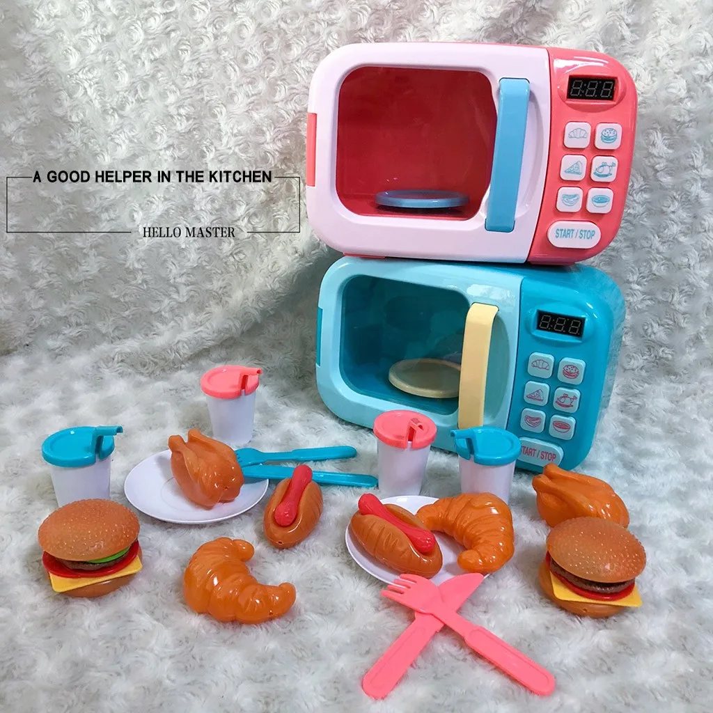 Розовый синий микроволновая печь Развивающие игрушки для детей игрушечный миксер играть моделирование ролевые игры Дом дети детские