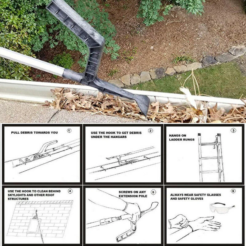 

Lightweight Plastic Gutter Hole Cleaning Tool Hook Scoop Shovel Debris Remover