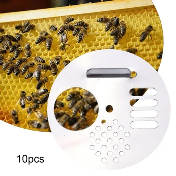 

10Pcs Beehives Bee Box Door Cage Stainless Steel Round Hive Hole Beekeeping Nest Door Equipment Beekeeping Tools Supplies