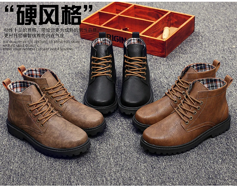 Casual Split Leather Boots Autumn Winter Fashion Men Boots Brand Outdoor Ankle Boots Zapatos De Hombre Size 39-44