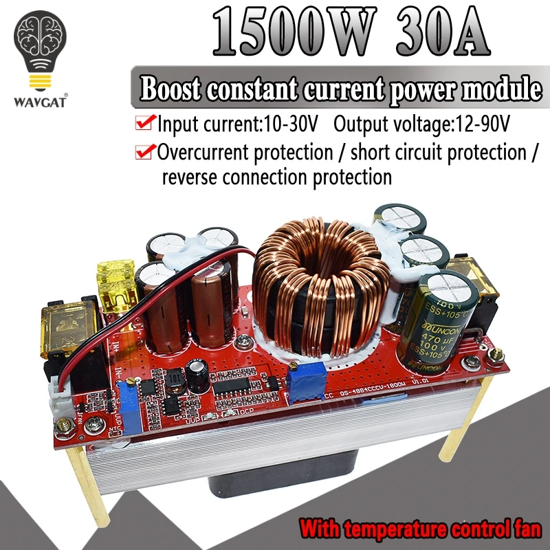 DC 1500 Вт 30A повышающий преобразователь напряжения CC CV модуль питания постоянный