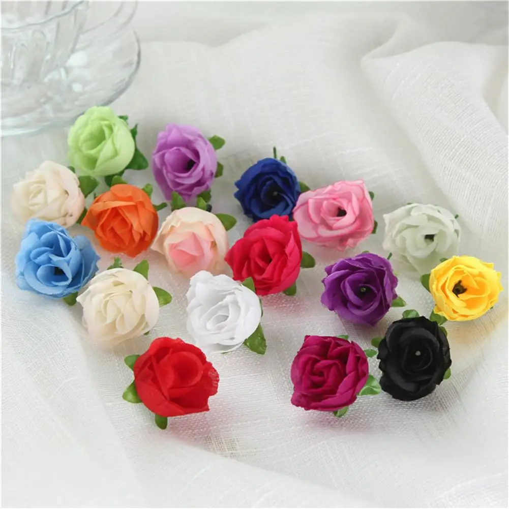 

50Pcs Artificial Flower Silk Rose Flower Head Wedding Christmas Home Decoration DIY Wreath Scrapbook Gift Box Craft