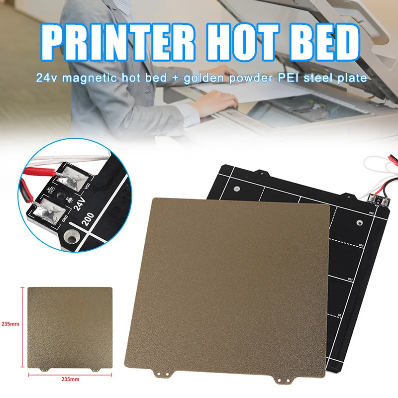 

24V Magnetic Heated Bed and Double Sided Powder Coated PEI Steel Sheet 3D Printer Part for Ender-3 SD998