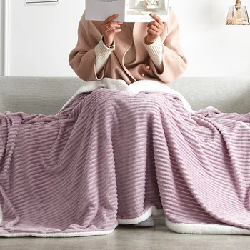 

Popular Stripe Design Velvet Blanket Soft Comfortable Multipurpose Home Sofa Bed Nap Blanket Warm Autumn Winter Cover Blanket