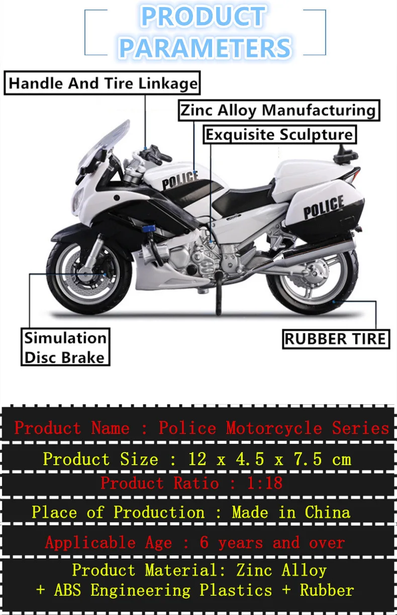 Maisto 1:18 Yamaha полицейский автомобиль оригинальная Авторизованная модель мотоцикла из сплава игрушечный автомобиль Коллекционирование