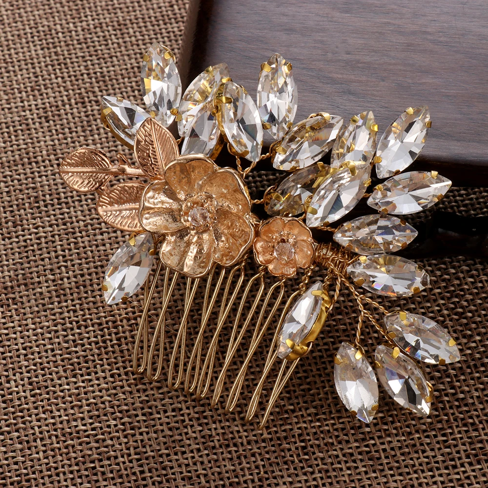 Wedding Crystal Pearls Hair Combs Bridal Hair Clips for Bride Accessories Jewelry Handmade Women Head Ornaments