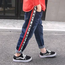 Джинсовые штаны для мальчиков, осенняя одежда, новые стильные детские штаны, весенне-осенние штаны в Корейском стиле для мальчиков 12 лет