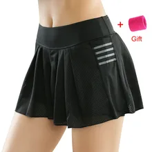 Summer Women Yoga Clothes Fake Two Piece Skirt Breathable Stretch Tennis Running Quick Dry Anti-light Skorts Badminton Shorts