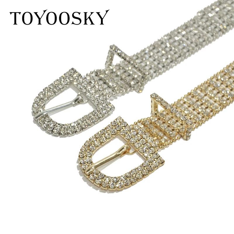 TOYOOSKY 5 линия вечерние Клубные шикарные Стразы ремень женский блеск бриллиант поясной ремень аксессуары Популярная Пряжка ремни