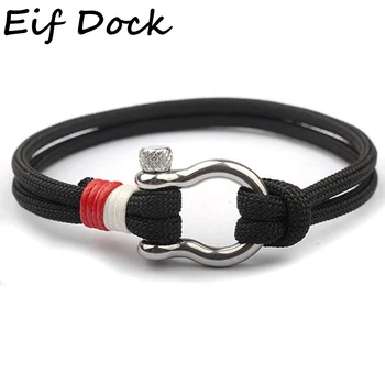 

Eif Dock 9 Colors Camping Parachute Cord Survival Anchor Bracelet Men Women with Silver U Shape Stainless Steel Sport Buckle