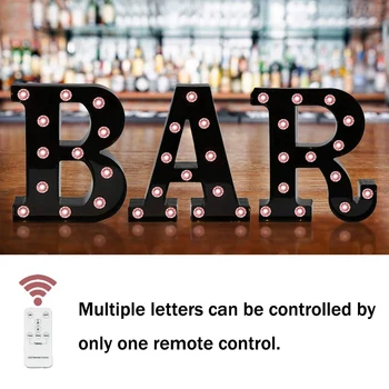 

Black BAR Marquee Letters with Lights, Light Up Letters Marquee Signs Remote Control Desk Table Lamp for Bar, Pub,Party Decor