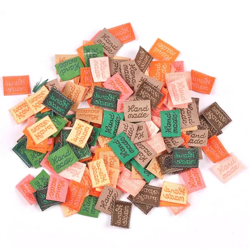 

100Pcs/lot Multicolor Clothing Tags Handmade Label Embossed Labels For Garment Bags Printing Sewing DIY Accessories C2393