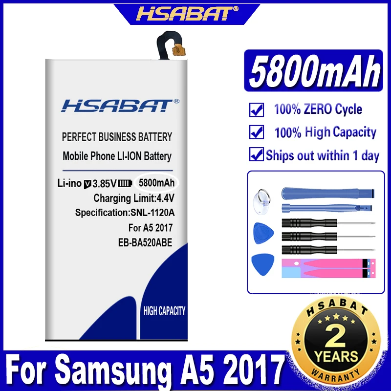 Аккумулятор HSABAT 5800 мА · ч EB-BA520ABE для Samsung A5 2017 A520 SM-A520F SM-A520F/DS SM-A520K SM-A520L SM-A520S |