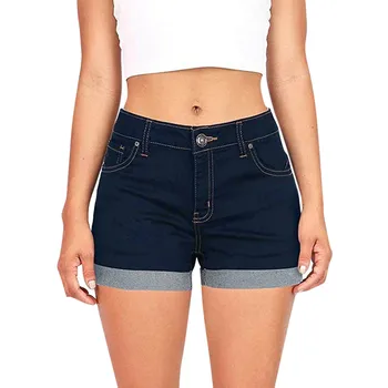 

Fashion Low Waisted Washed Denim Shorts Female Short Jeans for Women 2019 Summer Ladies Hot Shorts solid crimping denim shorts