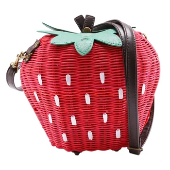 

Rattan Bag Pastoral Woven Fashion Handbags Fruit Strawberry Bag Cartoon Messenger Bag