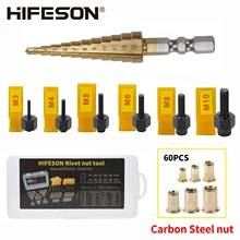 

Carbon Steel Manual Riveting Nut Gun Head Nut Simple Installation Nut Tool M3 M4 M5 M6 M10 With 70 / 95 / 300PCS