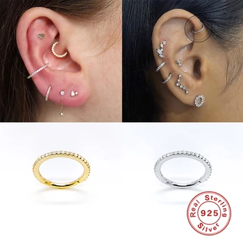 

2020 Woman Earrings 925 Sterling Silver Huggies Pendientes Bling Crystal Cartilage Hoop Earring Ear Bone Earlobe Piercing Buckle