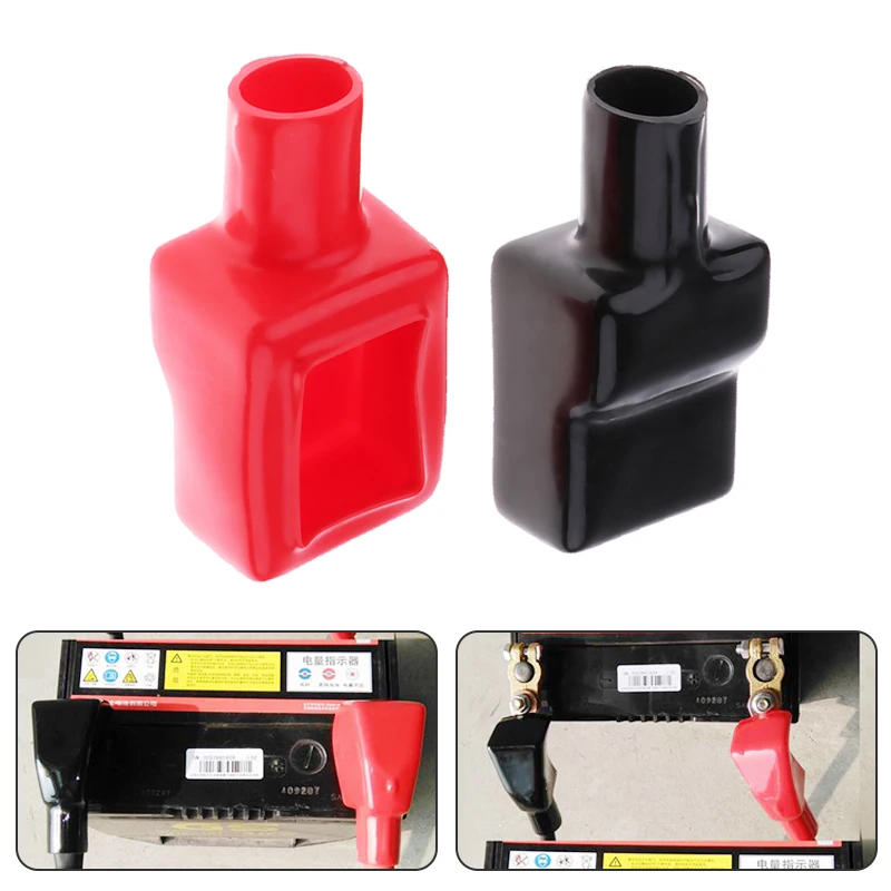 

1 Pair Car Battery Terminal Insulation Clamp Clips Protection Protector Sleeve Covers PVC 62*30*25mm Black Red